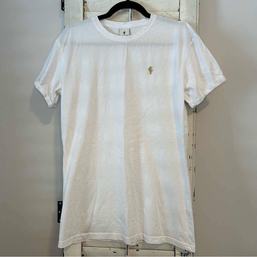 NWOT Father Sons fitted cotton t-shirt rolled cuffs size L white